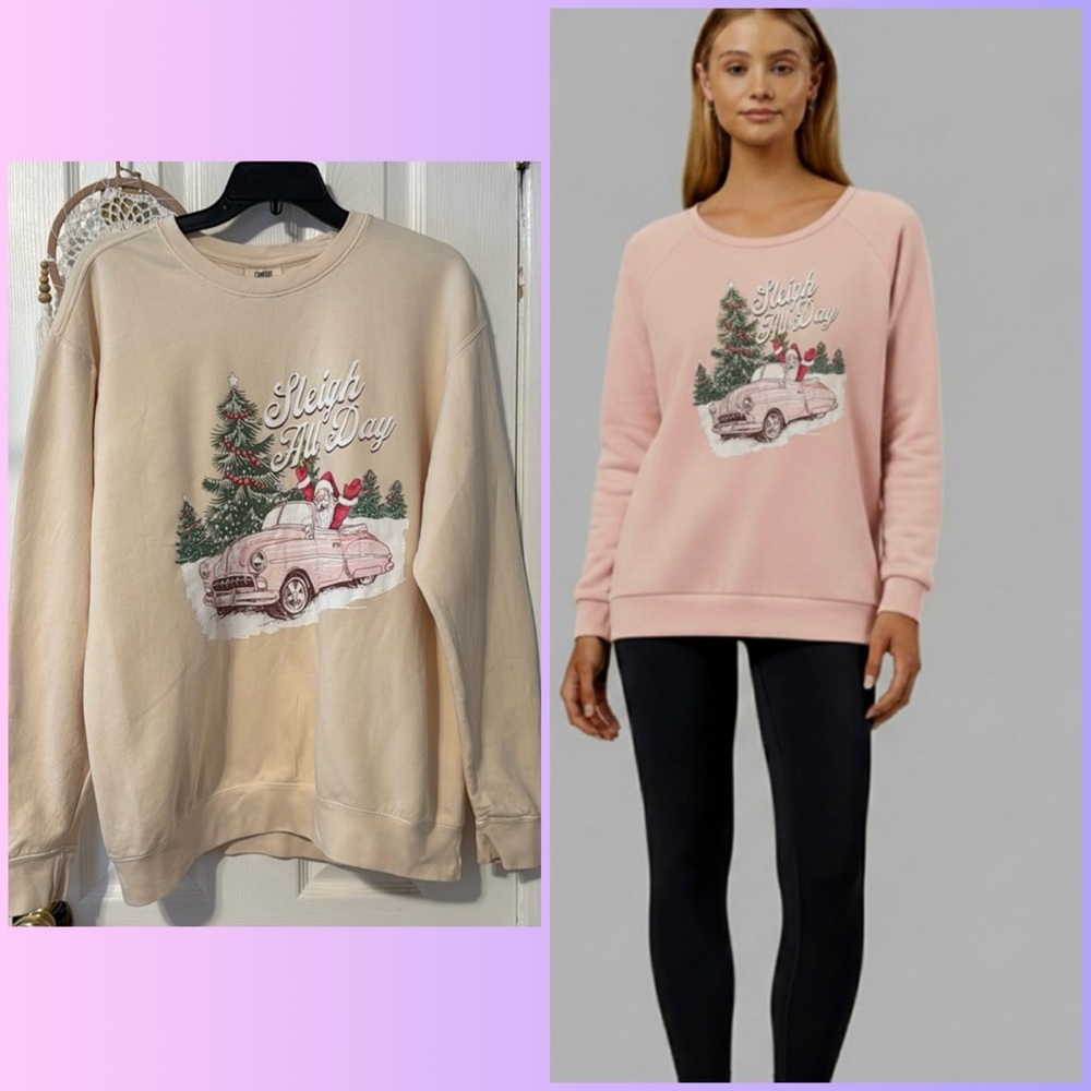 Comfort colors ivory crew neck sweatshirt sleigh all day